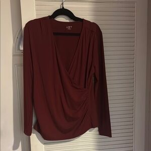 LOFT Women's Burgundy Wrap Top